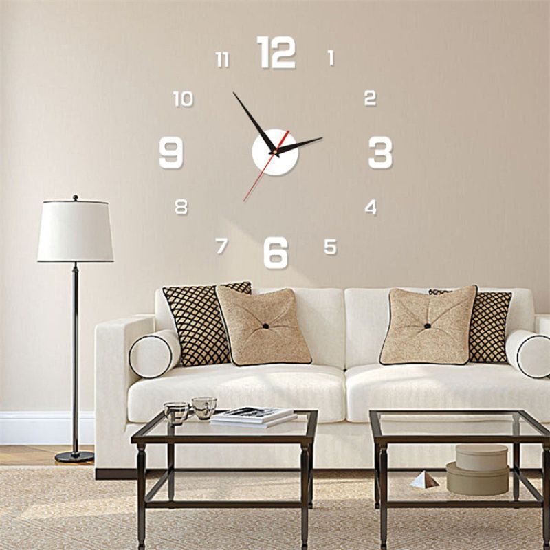 DIY Wall Clocks Creative Acrylic Punch-Free Luminous Living Room Home Decor 16in