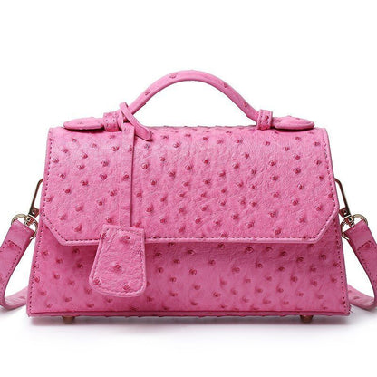 Customized Ostrich Leather Bag Shoulder Bag Pink Crossbody Purse Polyester Pouch