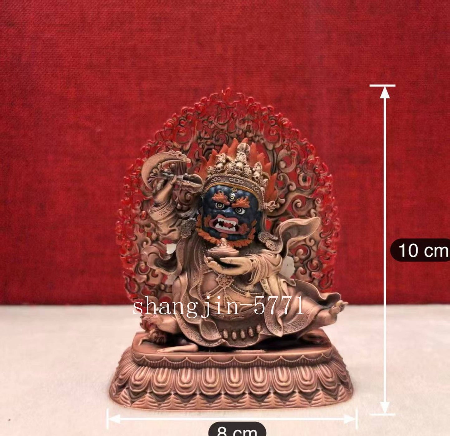 10CM Copper Statue Blessing Black Robe Two Arms Mahakala Protector Buddha