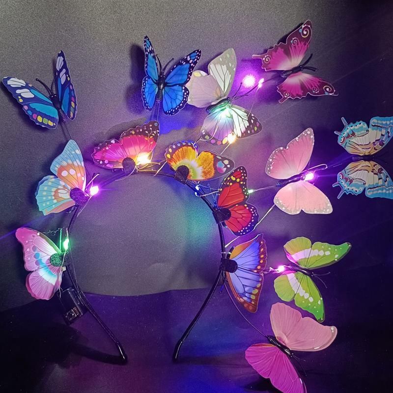 Headband 3 Light Modes LED Glow Butterfly Flower Branch Party Costumes Headdress