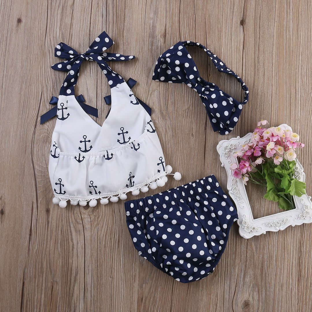 Baby Girls Toddler Infant Clothes Tops Shirts Polka Dot Briefs Head Outfits Set