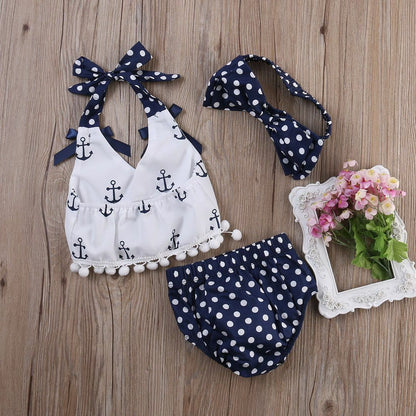 Baby Girls Toddler Infant Clothes Tops Shirts Polka Dot Briefs Head Outfits Set