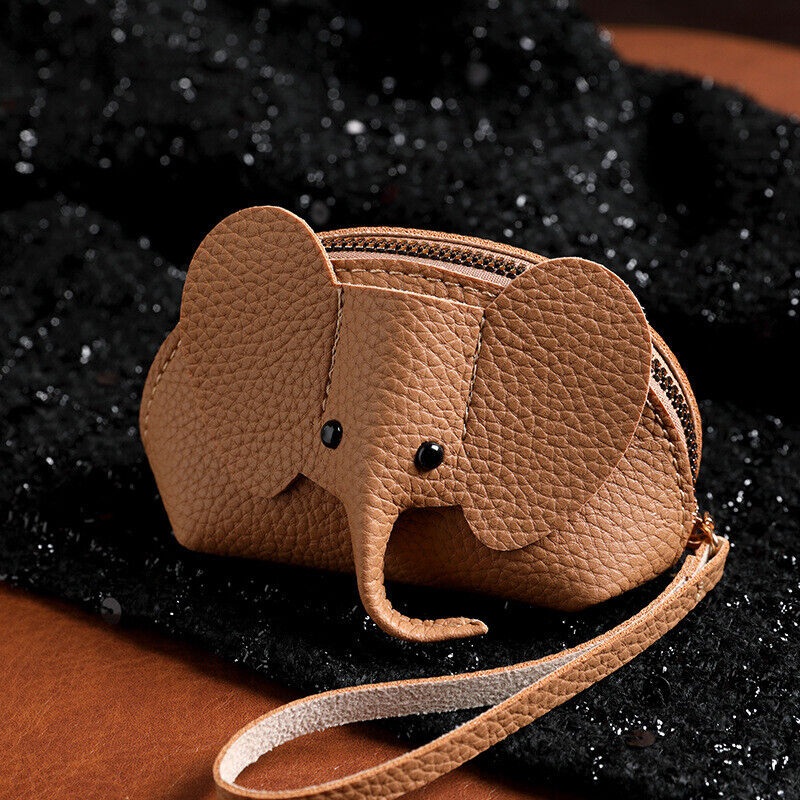 Women PU Leather Elephant Shape Wallet Zipper Coin Mini Purse Key Kard Bag