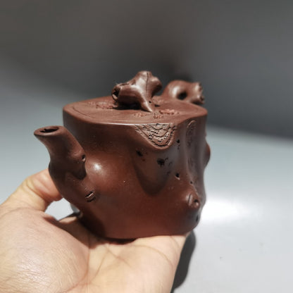 Yixing Zisha Clay Teapot Red Mud Plum Blossom Tree Stump Pot Yuan Youjun Mark