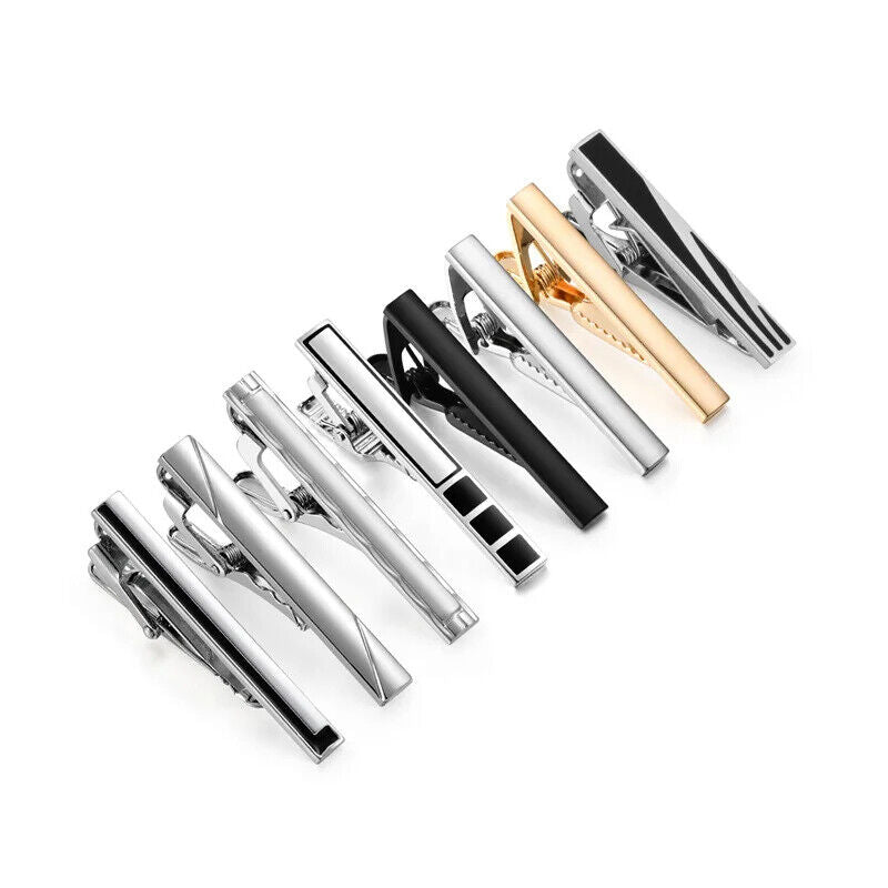 Tie Clips 8Pcs Copper Short Pins Set W/ Gift Box Accessories Men Shirt Cufflinks