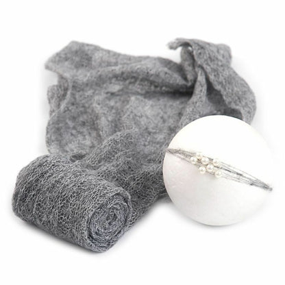 Baby Photography Wrap Blanket 2 Pcs Props Stretch Knit Photo Newborn Headdress