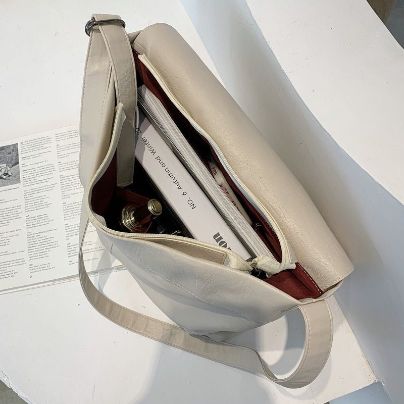 Big Bag High Quality Soft Synthetic Leather Messenger Shoulder Bag Vintage Black