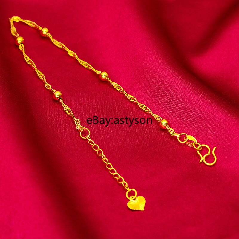 Lovely Hanging Bracelet 22K 23K 24K Gilding Yellow Gold Plated Jewelry 6.5"