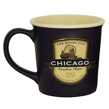 Americaware Chicago Emblem 18oz Ceramic Coffee Tea Mug Cup 5 18 ounce, Black