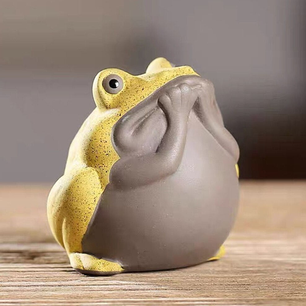 Painted Pottery Frog Tea Pet Quot Little Frog Purple Decoration Accessories