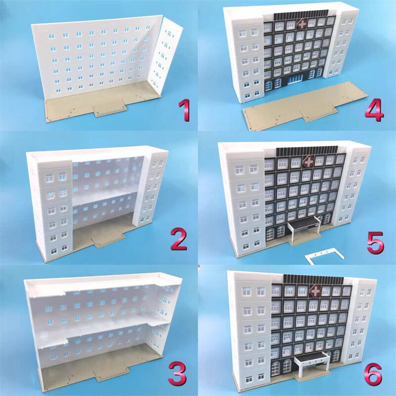 N Scale 1:150 City Buildings Model Hospital Bank Scene DIY Assembly Toy