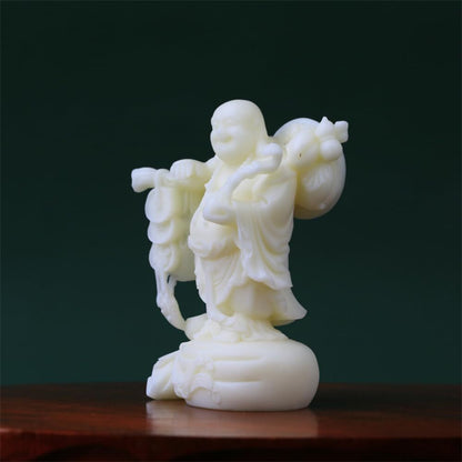 10cm Tugua Carving Large Belly Maitreya Buddha Statue Bodhi Decoration