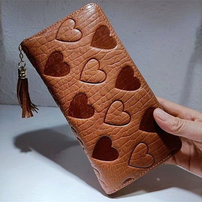 Genuine Leather Wallets Large Clutch Hand Bag Real Cowhide Purse Handle 19*10CM