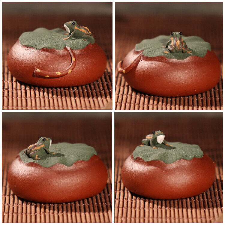 One Handmade Artware Frog On Lotus Leaf Mini Zisha Tea Pet Creative Decoration