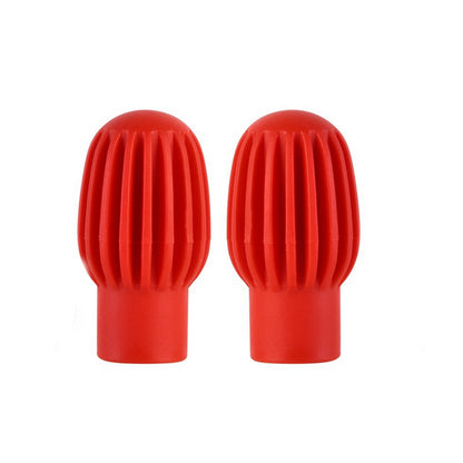 2Pcs Red Silicone Drum Stick Sleeve Caps Drumstick Protective Mute Cover Cap v