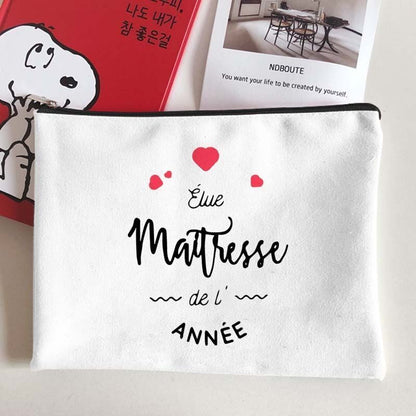Canvas Makeup Bag White Cosmetic Beauty Organizer Toiletry Storage Pouch Purse
