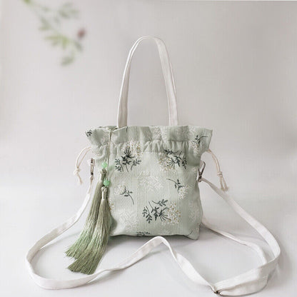 Chinese Bamboo Embroidery Purse Wallet Ancient Drawstring Bag Hanfu Handbag