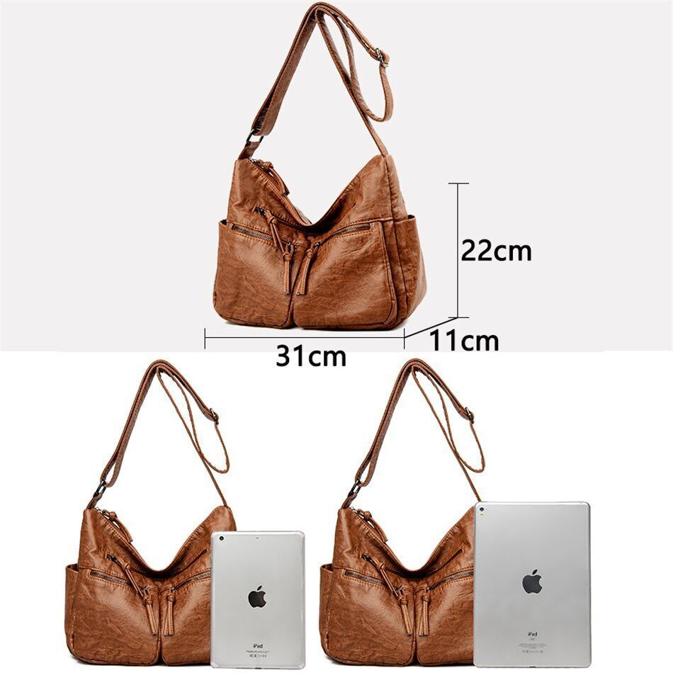 Leather Handbag Women Bags Shoulder Crossbody Bags Polyester Purse Bucket Shape
