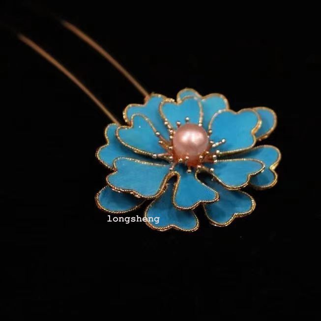 Chinese high-end cloisonne metal woven hair clip for women's hairpins