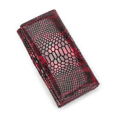 Coin Purse Genuine Leather Long Wallet Serpentine Design Phone Clutch Money Bags