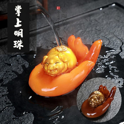 12cm Creativity Pig Color Changing Tea Pet Tea Play Tea Table Decor