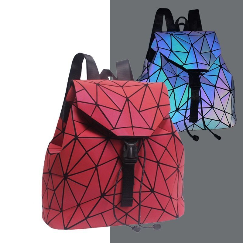Backpack School Bag Geometric Rhombus Luminous Large Computer Bags Softback 1 PC