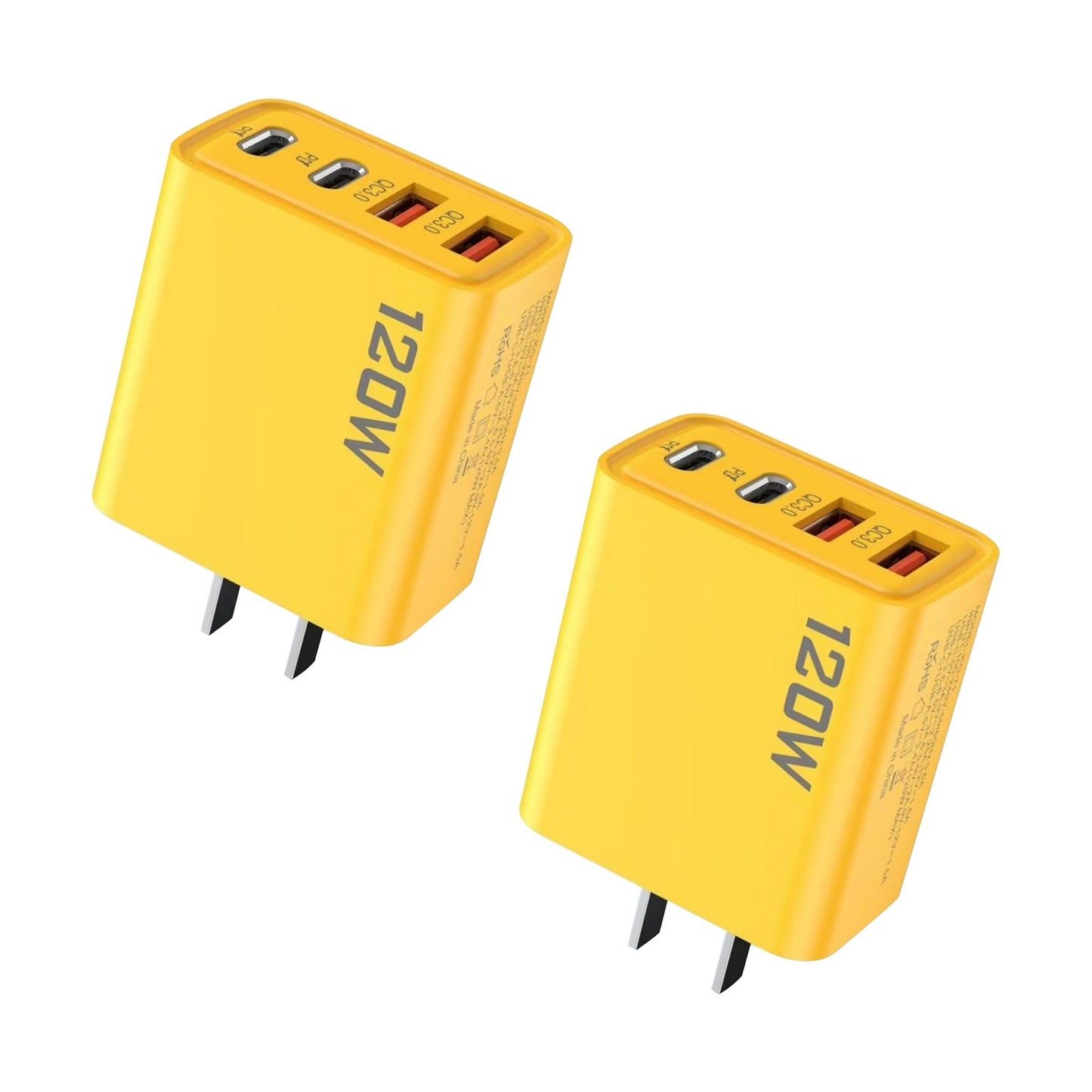 2Pcs Universal 4-Port USB C Quick Wall Charger Block For Cell Phone iPad US Plug