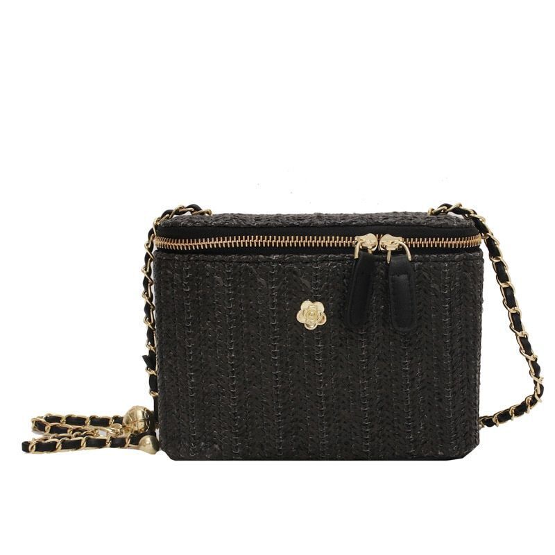 Mini Straw Bucket Crossbody Bag Handbag Purse Fashion Chain Simple Shoulder Bags