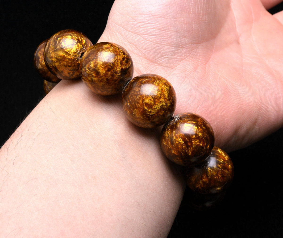 Genuine Golden Black Coral Sea Willow Bracelet Beads 12 mm
