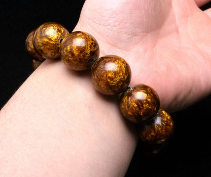 Genuine Golden Black Coral Sea Willow Bracelet Beads 12 mm