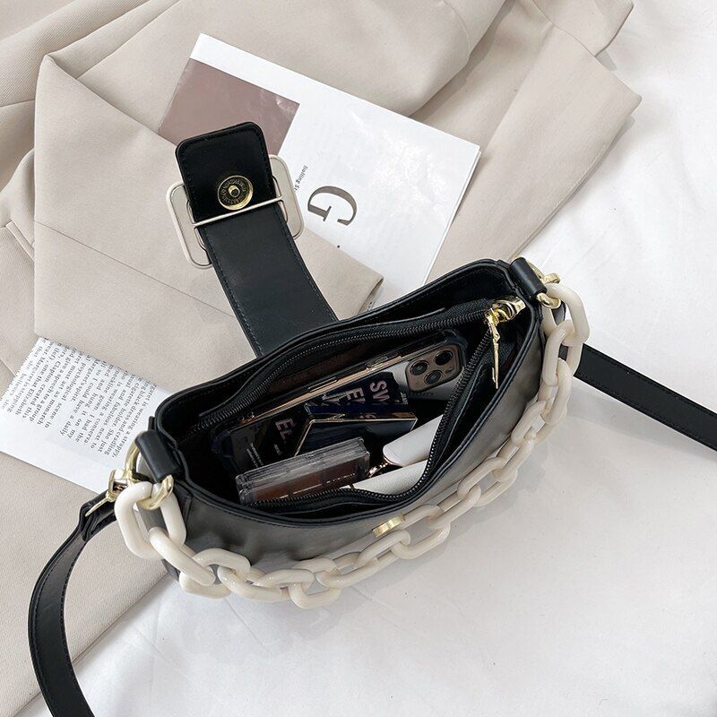 Handbag Shoulder Bag Leather Crossbody Bags Women Hit Color Messenger Bags 130CM