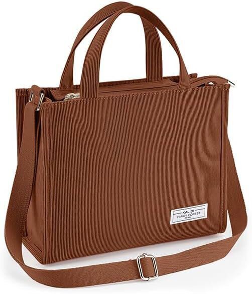 KALIDI Tote Bag for Women Corduroy Crossbody Bag Casual Zipper Tote Fashion Shou
