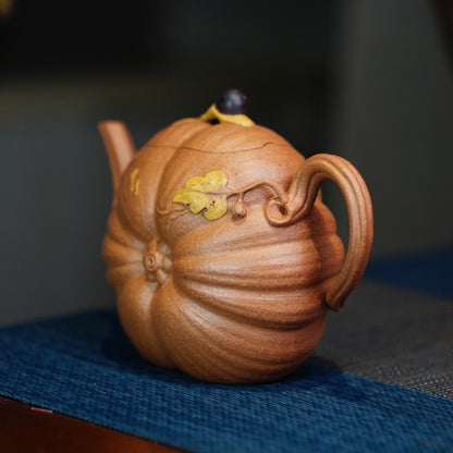 Real Yixing Zisha Jiangpo Clay Tea Pot Pumpkin Shape Ball Shaped Infuser Holes