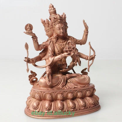 10cm Red Copper Hand-carve Ushnisha Vijaya Statue Tibet Namgyalma Exquisite