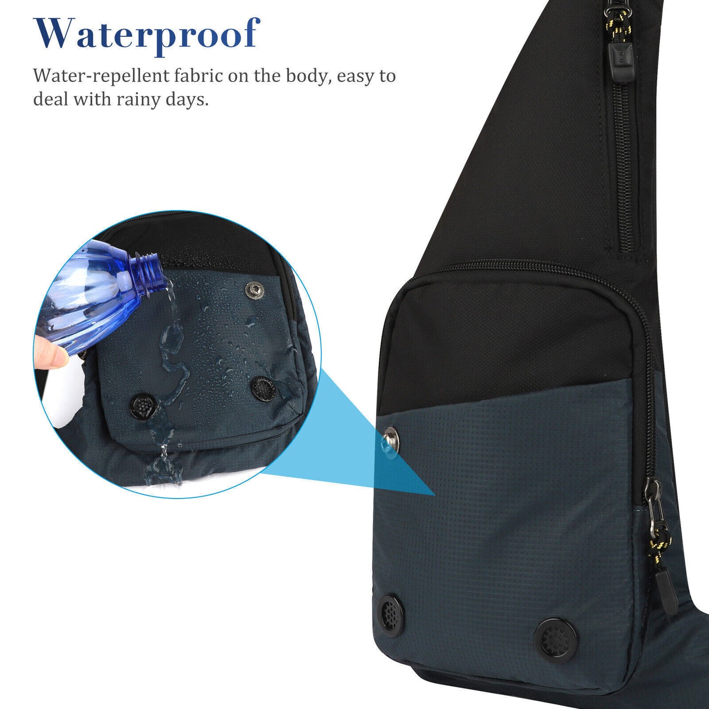 Men Sling Backpack Waterproof Shoulder Crossbody Chest Bag Sports Travel Handbag