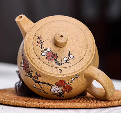 5.3" Chinese Yixing Zisha Pottery Duan Clay 240CC Handmade Plum Blossom Teapot