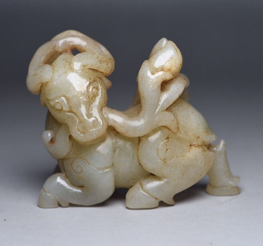 Chinese Natural Hotan Jade Carving Exquisite Crane Statue Figurine Collectible
