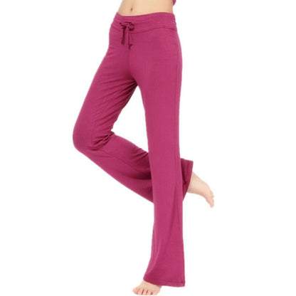 Women Casual Flared Trousers Long Pants Baggy Elastic Yoga Dance Sports Pants