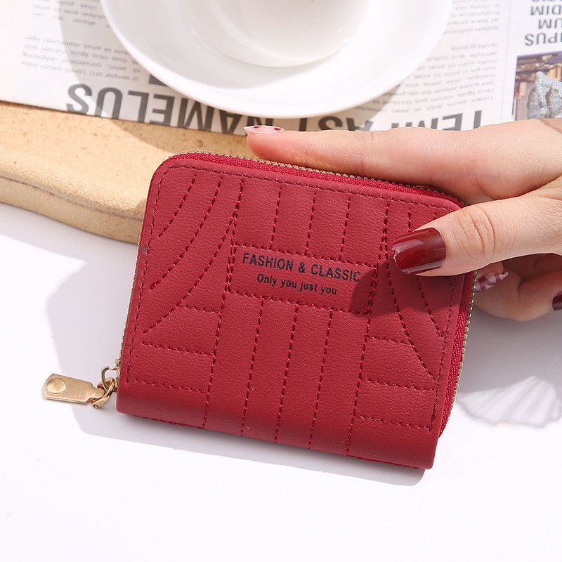 Embroidery Short Wallet Zipper Clutch Bag Small Coin Purse Credit ID Card Holder