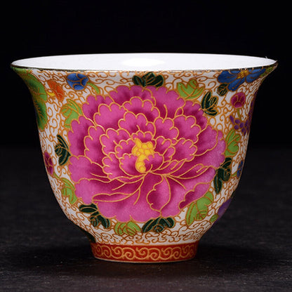 Chinese Enamel Painted Ceramic Teaset Vintage Teacup Eco-friendly Wine Mug Gift