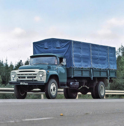 1:43 SSM ZIL-133GYA 3-axle Flatbet Truck &Cloak Construct Vehicle Diecast Model