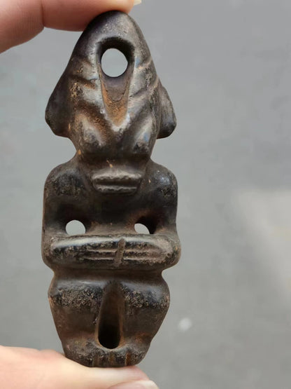 China Amulet Pendant Sun god Meteorite Hand carved Hongshan Culture