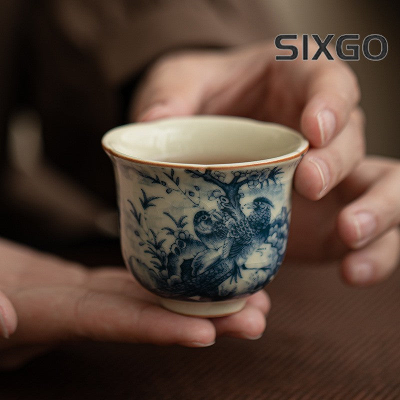 Ceramic Ru Kiln Tea Cup Kung Fu Teaset Home Personal Cup Tasting Cup Master Cup