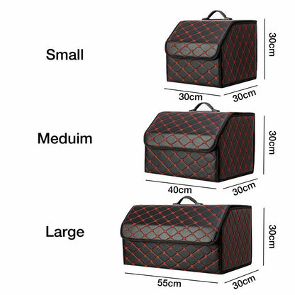 Car Trunk Storage Organizer Bag PU Leather Box Folding Stowing Tidying SUV Broad