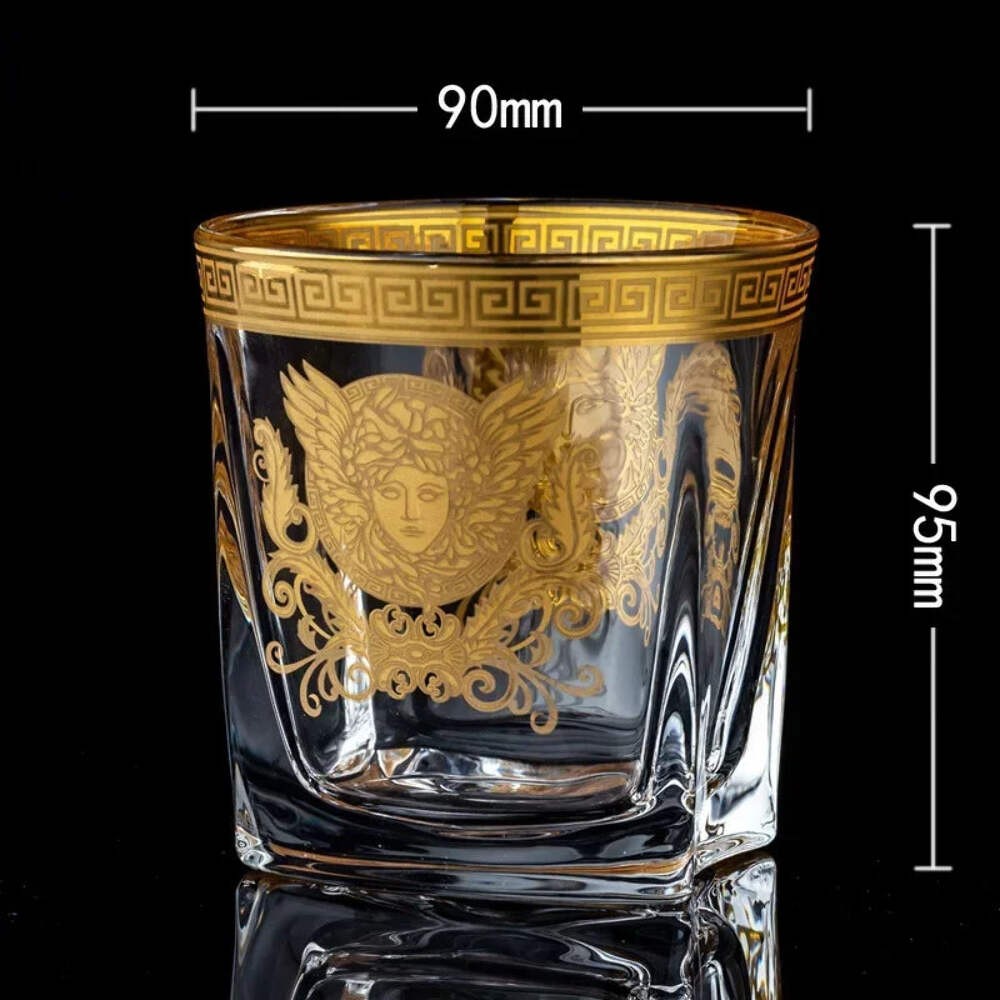 Creative Crystal Whisky Glass – Tracing Gold Head Cup