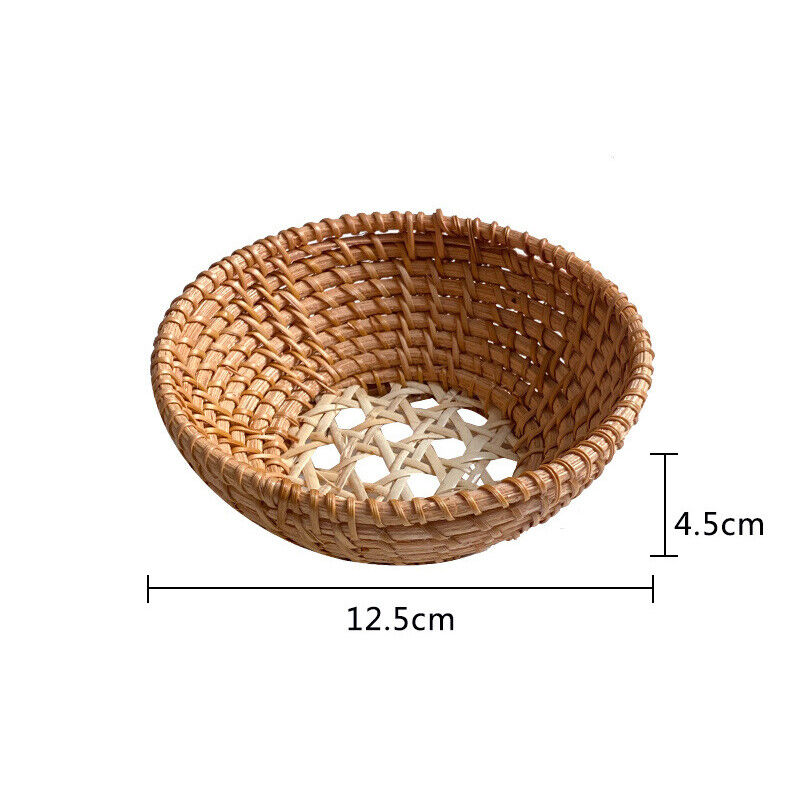 Handwoven Bread Basket Rattan Wicker Storage Tray Tea Drinks Snack Holder NEW