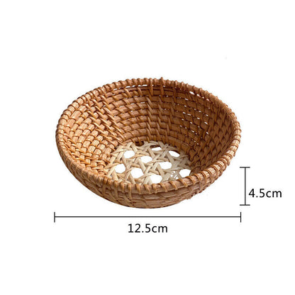 Handwoven Bread Basket Rattan Wicker Storage Tray Tea Drinks Snack Holder NEW