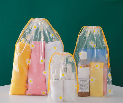 1pc Transparent Drawstring Makeup Bag Clothes Organizer Pouch Travel Cosmetic