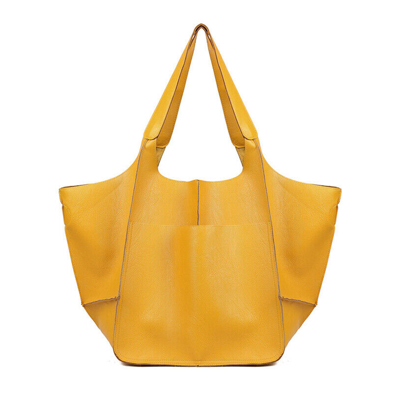 Women Large Capacity Soft Leather Casual Tote Shoulder Bag Retro Shopper Handb
