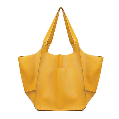 Women Large Capacity Soft Leather Casual Tote Shoulder Bag Retro Shopper Handb